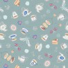 SALE 100% Cotton Fabric Lewis & Irene Jubilee Tea Party Light Blue 112cm Wide