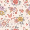 SALE 100% Cotton Fabric Lewis & Irene Hannah's Flowers Songbird Cream 112cm Wide