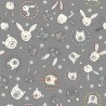 SALE 100% Cotton Fabric Lewis & Irene Bella Bunny & Bear Faces Grey 112cm Wide