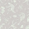 SALE 100% Cotton Fabric Lewis & Irene Glow In The Dark Dino Skeletons Light Grey