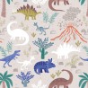 SALE 100% Cotton Fabric Lewis & Irene Glow In The Dark Volcano & Dinos Natural