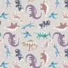 SALE 100% Cotton Fabric Lewis & Irene Glow In The Dark Dinosaurs Warm Grey