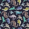 SALE 100% Cotton Fabric Lewis & Irene Glow In The Dark Dinosaurs Soft Indigo