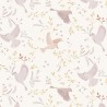 SALE 100% Cotton Fabric Lewis & Irene Meadow Call Birds Floral Cream 112cm Wide