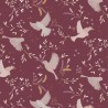 SALE 100% Cotton Fabric Lewis & Irene Meadow Call Birds Floral Wine 112cm Wide