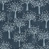 SALE 100% Cotton Fabric Lewis & Irene Winter Owl Orchard Dark Blue 112cm Wide