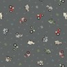 SALE 100% Cotton Fabric Lewis & Irene Farm Vehicles Wellies Dark Grey 112cm Wide