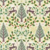 SALE 100% Cotton Fabric Lewis & Irene Yuletide Trees Cream Metallic 112cm Wide