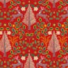 SALE 100% Cotton Fabric Lewis & Irene Yuletide Trees Red Metallic 112cm Wide