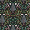 SALE 100% Cotton Fabric Lewis & Irene Yuletide Trees Black Metallic 112cm Wide