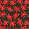 SALE 100% Cotton Fabric Lewis & Irene Poinsettia Xmas Black Metallic 112cm Wide