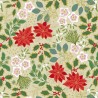 SALE 100% Cotton Fabric Lewis & Irene Festive Floral Cream Metallic 112cm Wide