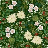 SALE 100% Cotton Fabric Lewis & Irene Festive Floral Green Metallic 112cm Wide