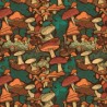 100% Cotton Digital Fabric Little Johnny Mushrooms Forest Autumnal 150cm Wide