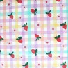 100% Cotton Digital Fabric Little Johnny Strawberry Gingham Flowers 149cm Wide