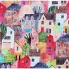 100% Cotton Fabric Little Johnny Townhouse Premium Watercolour Houses 150cm Wide