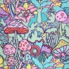 100% Cotton Fabric Little Johnny Retro Mushrooms Nature Vibrant Fungi 150cm Wide