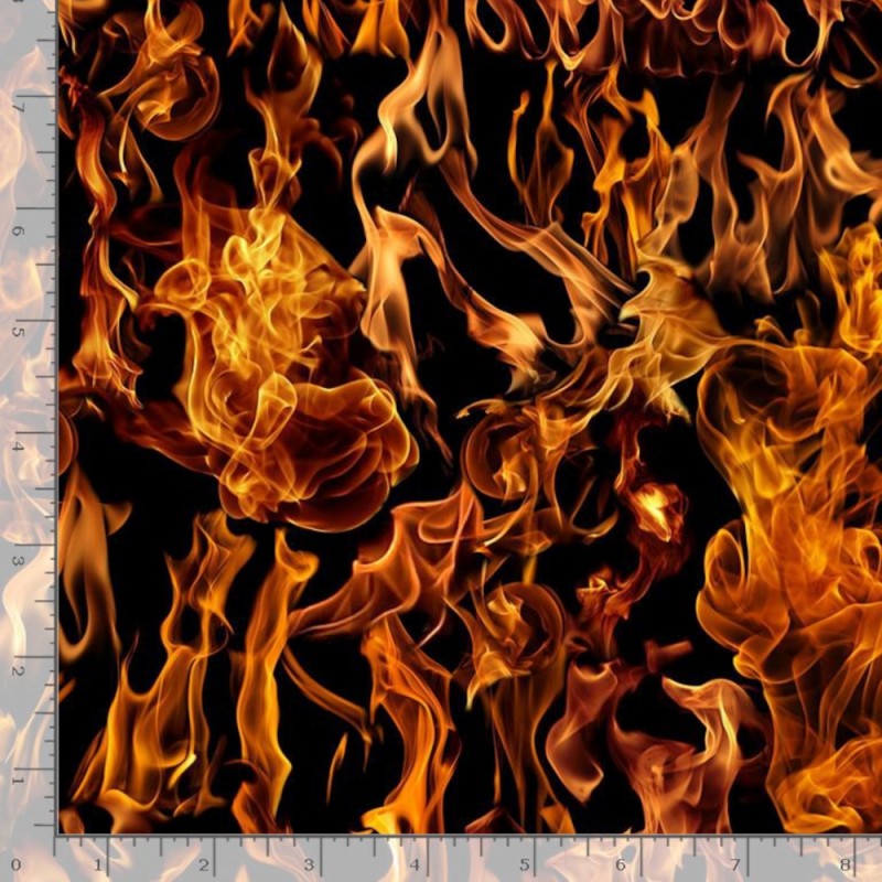 100% Cotton Fabric Timeless Treasures Flames Fire Dynamic Realistic ...