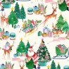 SALE 100% Cotton Fabric Lewis & Irene Xmas Deer Santa Winter White 112cm Wide