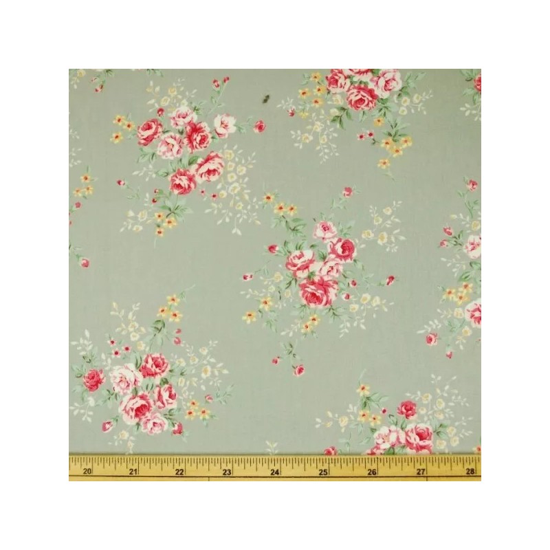 100% Cotton Poplin Fabric Rose & Hubble Steve's Rosebush Garden Roses Floral