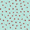 SALE 100% Cotton Fabric Lewis & Irene Spring Flowers Ladybirds Aqua 112cm Wide