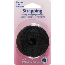 Multi Purpose 1.5m Hemline Strapping: Black - 25mm