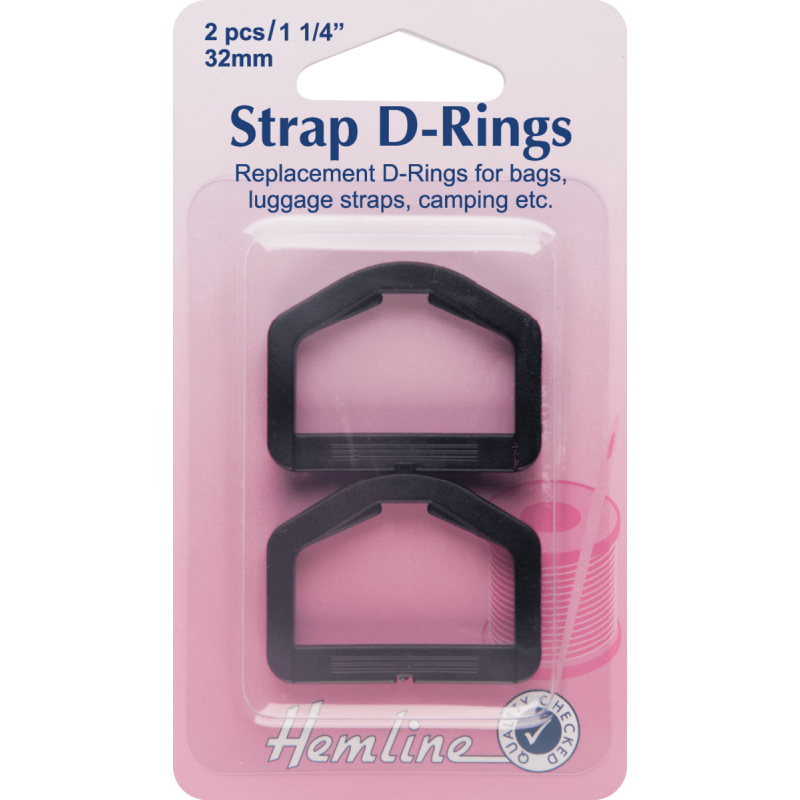 Hemline Replacement D-Rings Clip Black - 25mm