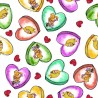 100% Cotton Percale Fabric Candy Hearts 112cm Wide - Premium 200TC Digital Print