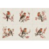 Cotton Rich Linen Look Fabric Digital Red Robins Birds Cushion Panels
