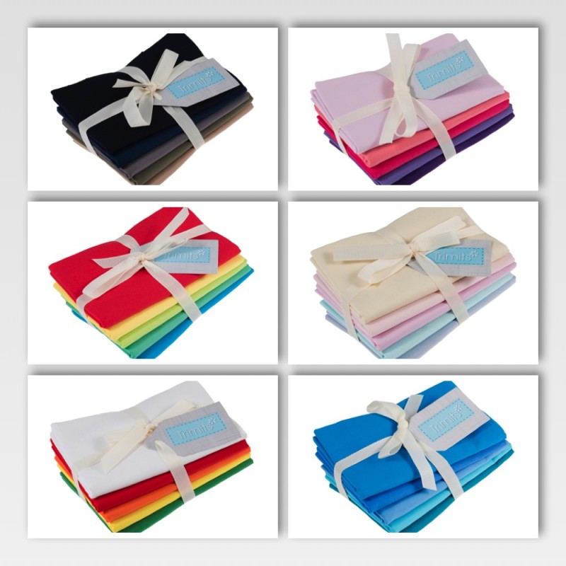 Trimits 5 x Fat Quarter Plain Cotton Fabric Bundles – 54 x 45cm ...