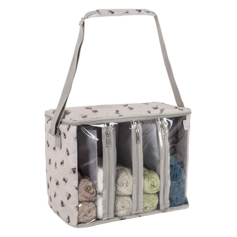 Hobby Gift Bee Print Knitting Yarn Storage Bag – Compartments