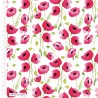 100% Organic Cotton Fabric | Spring Watercolours - Red Poppies | 112cm Wide
