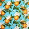 Linen Viscose Mix Fabric | Little Johnny | Oranges Botanical Fruit | 134cm Wide