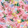 100% Cotton Digital Fabric | Timeless Treasures | Hummingbirds & Floral | 112cm Wide
