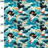 Rose & Hubble Japanese Geisha Print Cotton Poplin Fabric Blue Waves – 112cm Wide