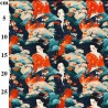 Rose & Hubble Japanese Geisha Print Cotton Poplin Fabric Red Kimono – 112cm Wide