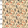 Rose & Hubble Japanese Script Floral Cotton Poplin Fabric Cream 112cm Wide