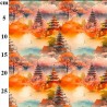 Rose & Hubble Japanese Autumn Pagoda Cotton Poplin Fabric 112cm Wide – Autumn Trees & Pagoda Print