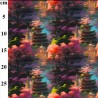 Rose & Hubble Scenic Japanese Pagoda & Blossom Cotton Poplin Fabric 112cm Wide