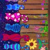 100% Cotton Digital Fabric Timeless Treasures Colourful Cats On Fence 112cm Wide
