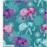 100% Cotton Fabric Make + Believe Elephant Festival Ink Elephants 112cm Wide