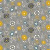 100% Cotton Fabric | Nutex | Fields of Gold - Flowers Mid Grey | 112cm Wide