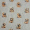 Cotton Rich Linen Look Fabric Digital Golden Retriever Dog Allover 140cm Wide