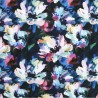 100% Viscose Lawn Fabric | Little Johnny | Painted Flowers - Navy | 145cm Wide