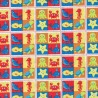 SALE 100% Cotton Fabric Fabric Freedom Under The Sea Fish Squares