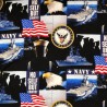 SALE 100% Cotton Fabric US Navy Military Ships Eagle America