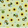 SALE 100% Cotton Fabric Springs Creative John Deere Sunflower Tractor Gingham