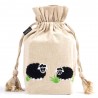 Lantern Moon Meadow Bag – Natural Black Embroidered Sheep Drawstring Bag
