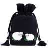 Lantern Moon Meadow Bag – Black Embroidered Sheep Drawstring Bag