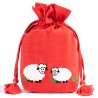 Lantern Moon Meadow Bag – Red Embroidered Sheep Drawstring Bag